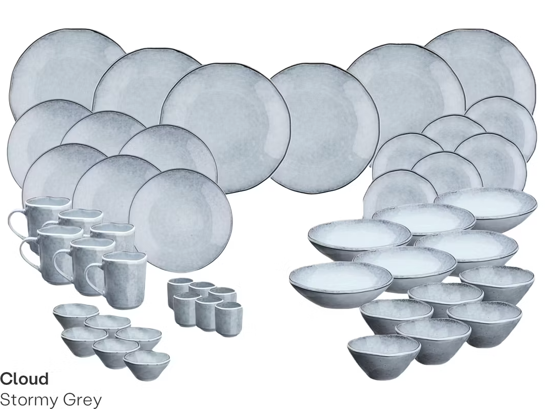 Björn The Full Service Dinnerware Set Stone - 48 pièces - Bleu