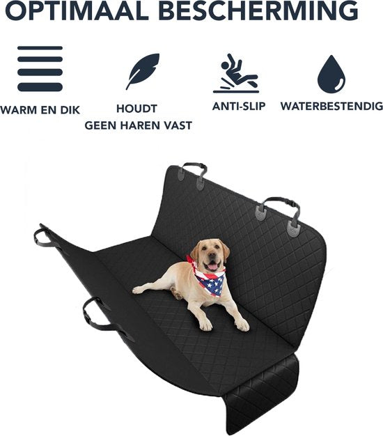 Achaté Tapis pour chien Siège arrière et coffre de voiture - 137 x 147 CM - Housse de protection - Tapis pour chien - Noir
