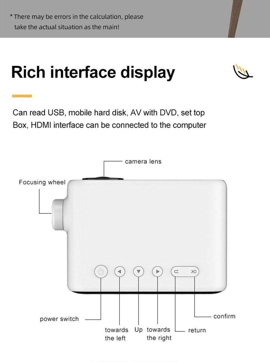 Fuegobird YG280 Mini Beamer - Projecteur - LED - 1080P - HD Blanc