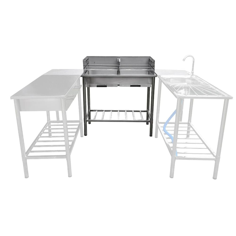 Table de barbecue - Garten - Évier autoportant - Évier de cuisine - Acier inoxydable - Table Extérieure - 100x50.5x87cm