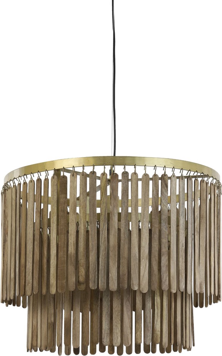 Light & Living Lampe pendante Gularo - Bois brun foncé - Ø60cm - Modern & Luxe