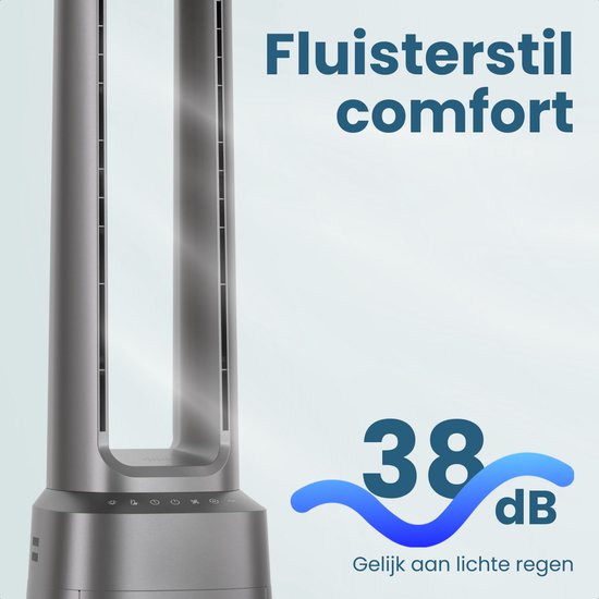 Ventilateur colonne sans pales Auronic avec purificateur d'air – Filtre HEPA H13 – 10 vitesses – Gris