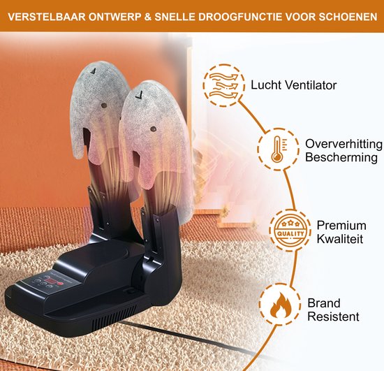 TibaGoods Premium Shoe Dryer & Shoe Freshener - Fonction ozone - Shoe Dryer Fresh - Fonction séchage - Comprend 10 destructeurs d'odeurs - Chaussure - Noir
