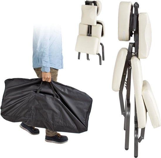 Fauteuil de massage, fauteuil de traitement avec rembourrage épais beige incluant un sac de transport noir