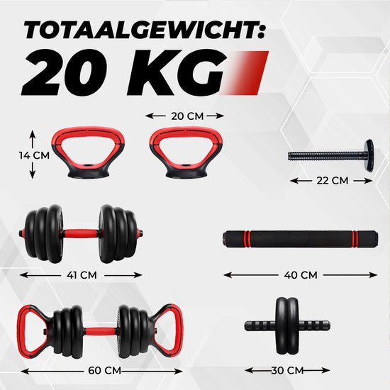 Fitby Dumbells 20 KG - Dumbbells - Weights Set - Adjustable Dumbells - dumbbell set - Dumbell Set - Kettlebell
