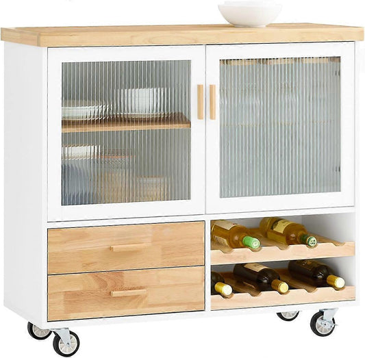 SoBuy Meuble de cuisine - 2 tiroirs et 2 portes - 117 x 40 x 91 cm - Blanc