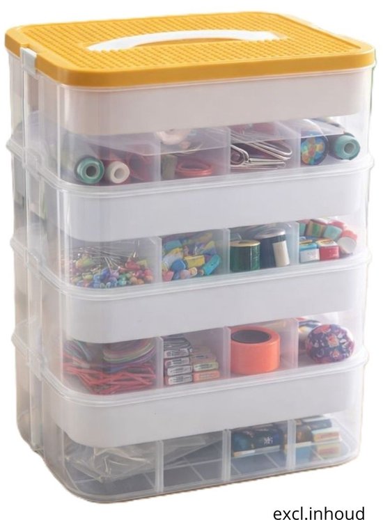 Boîte de rangement pour jouets Ceruzo – 4 niveaux – Transparente – Empilable – Organiseur – Bacs de rangement