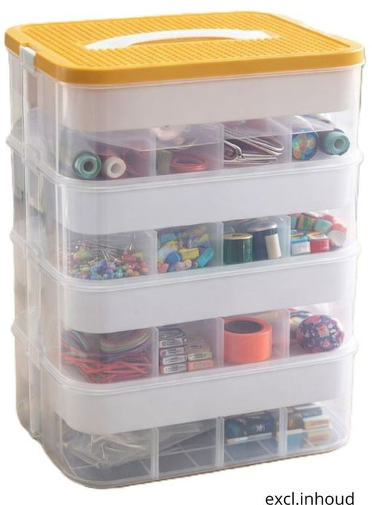 Boîte de rangement pour jouets Ceruzo – 4 niveaux – Transparente – Empilable – Organiseur – Bacs de rangement
