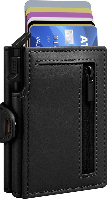 Nuvance Card Holder - Porte-cartes extensible avec protection RFID - 10 cartes - Porte-cartes hommes et femmes - Noir