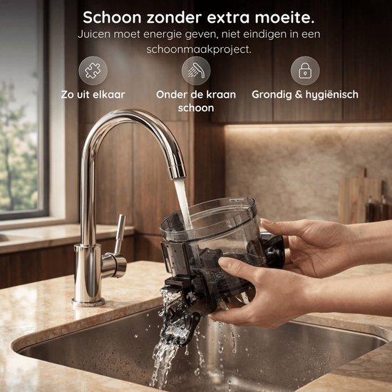 Safecourt Kitchen Slow Juicer XXL - moteur puissant [Technologie de pré-coupe et de pression à froid] - nettoyage facile - sans BPA - presse-agrumes Noir