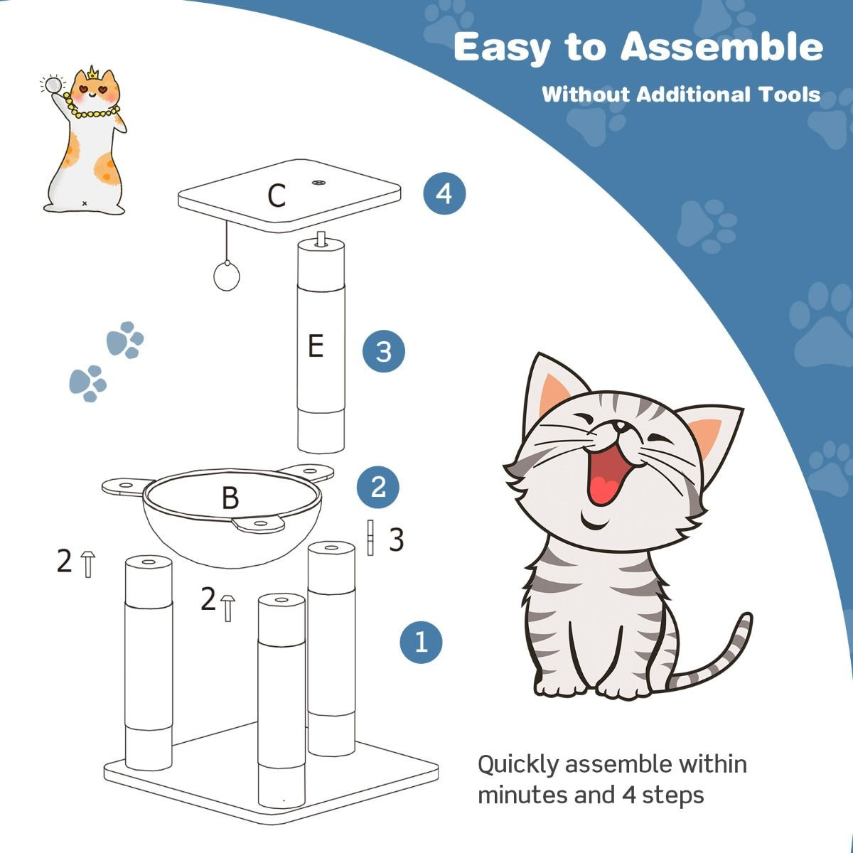 Coast Multi -Storey Scratching Post Arbre à chat avec un hamac confortable gris