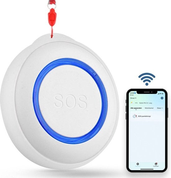 Alarme personnelle - Gologi Slim - Bouton d'alarme sans fil - Bouton d'urgence - Personnes âgées - WIFI - Notification à distance via l'application