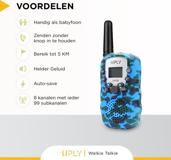 Talkie Walkie - UPLY - pour enfants et adultes - Portée de 5KM - Lot de 3