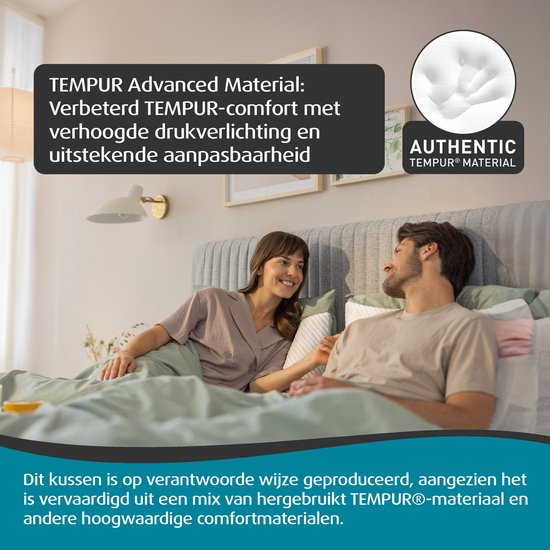 TEMPUR - Prima SmartCool Oreiller Medium TEMPUR - 60 x 50 cm - Technologie SmartCool - Soulagement de la pression et refroidissement - Textile blanc