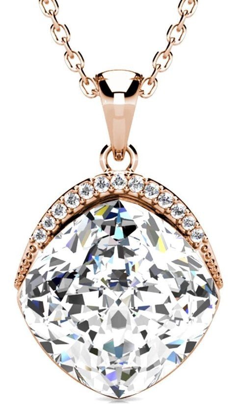 Yolora Collier femme avec pendentif - Cristal Kalpa Camaka - Couleur rose - Plaqué or rose 18K - Collier - Collier femme or rose - Bijoux - Coffret cadeau - Coffret cadeau de luxe - Coffret cadeau exclusif - Bel emballage cadeau