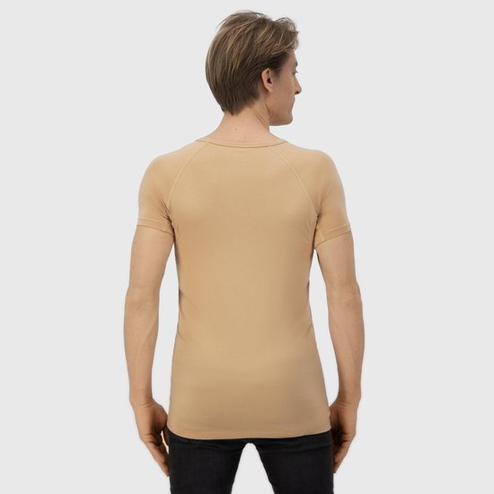 Anti Sweat Shirt - Fibershirts® - Coussinets d'aisselles cousus - Maillot de corps - Couleur chair - Col en V - Hommes - Taille XXL