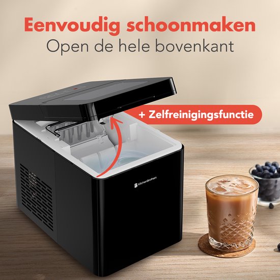 KitchenBrothers - 2.1L - Machine à glaçons - 15kg/24 heures - Portable - Machine à glaçons - Fonction auto-nettoyante - Noir