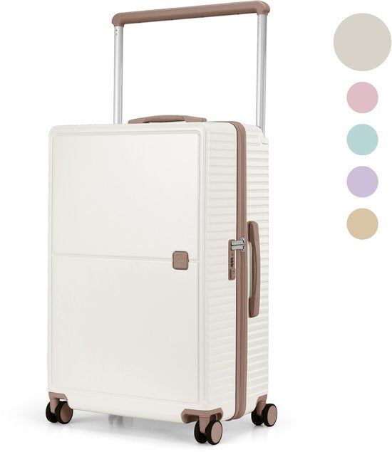 Skycases City Walker - Valise de voyage moyenne 77L - Légère et résistante - Roues pivotantes à 360° - Verrouillage TSA d'origine - Housse de protection et pochette humide incluses - 66 x 45 x 26 cm - Beige
