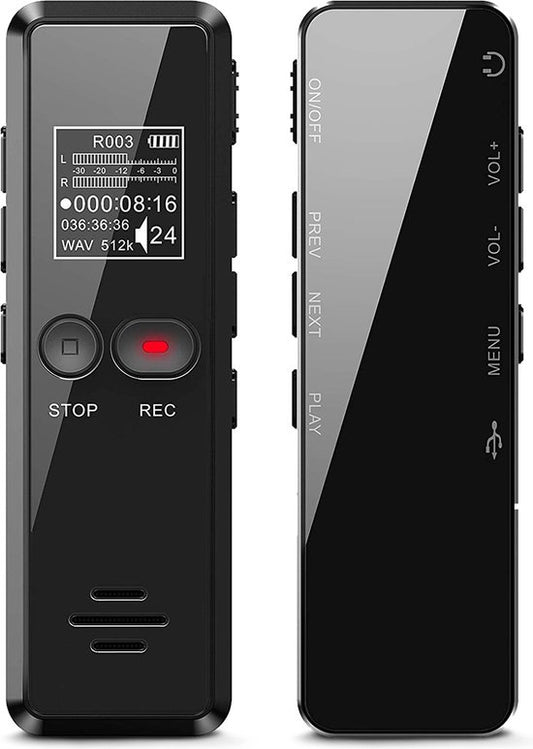 Auronic Enregistreur vocal numérique - Dictaphone - Stockage 8GB - Réduction de bruit - Rechargeable par USB - Ecoute clandestine - Noir