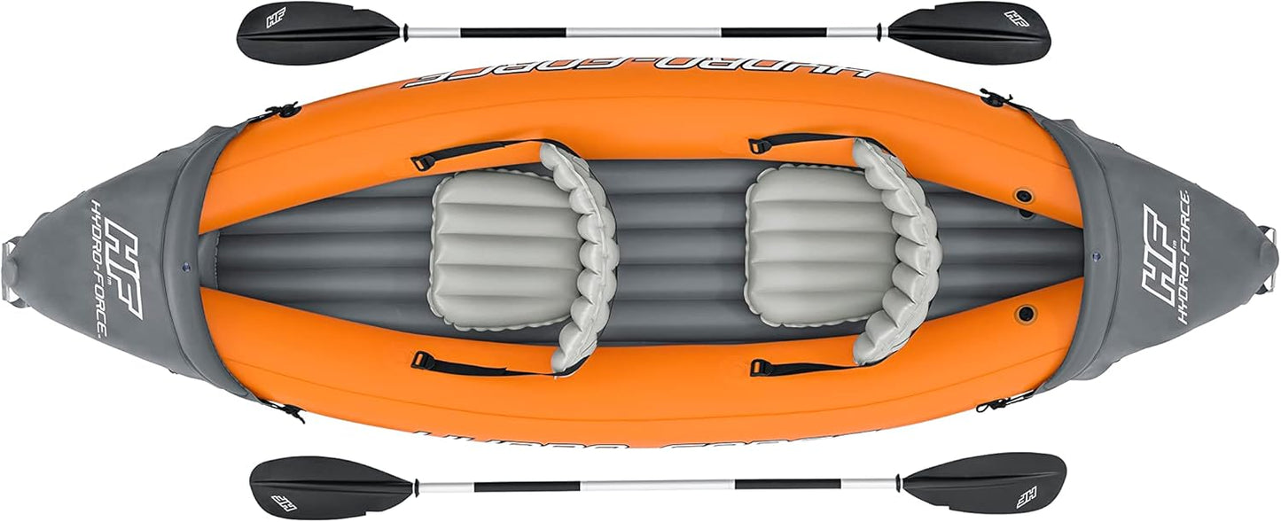 Hydro-Force Rapid - Kayak gonflable pour 2 personnes - avec sièges - dossier - pagaies - pompe à main - et sac de transport - orange