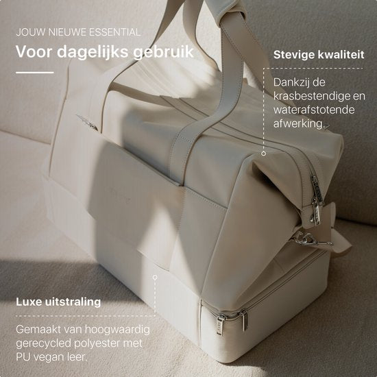 ONYX The Weekender Sac de voyage pour femmes et hommes - Sac de week-end 50 L - Sac de voyage en tant que bagage à main - Blanc ivoire