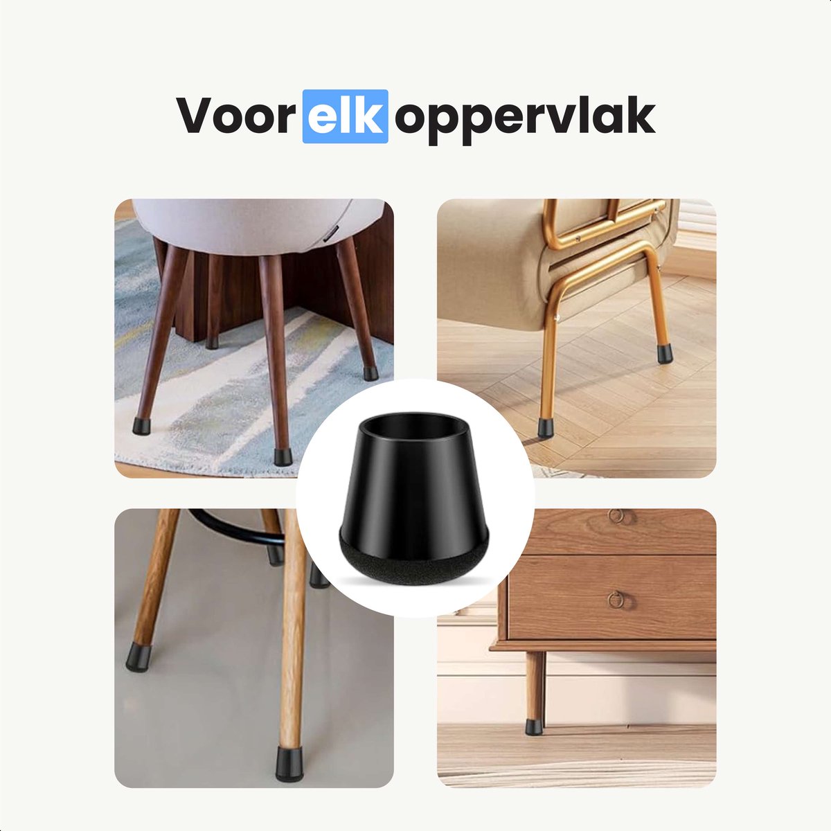 Luft Protège-jambes de chaise avec feutre - 32 pièces - Rond - 12-16 mm - Noir - Protection du sol contre les rayures - Protège-jambes de chaise avec insonorisation