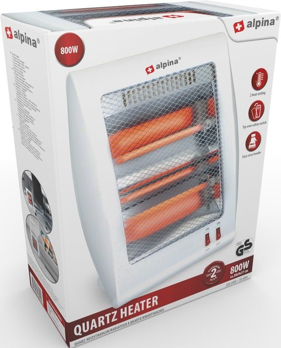 alpina Réchaud électrique - Réchauffeur à jet - 2 étages 400 et 800 watts - Protection contre l'inclinaison - Portable
