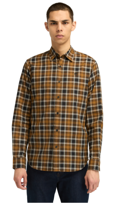Timberland Brown Chemise en coton à manches longues - motif écossais classique - coupe régulière - Taille L