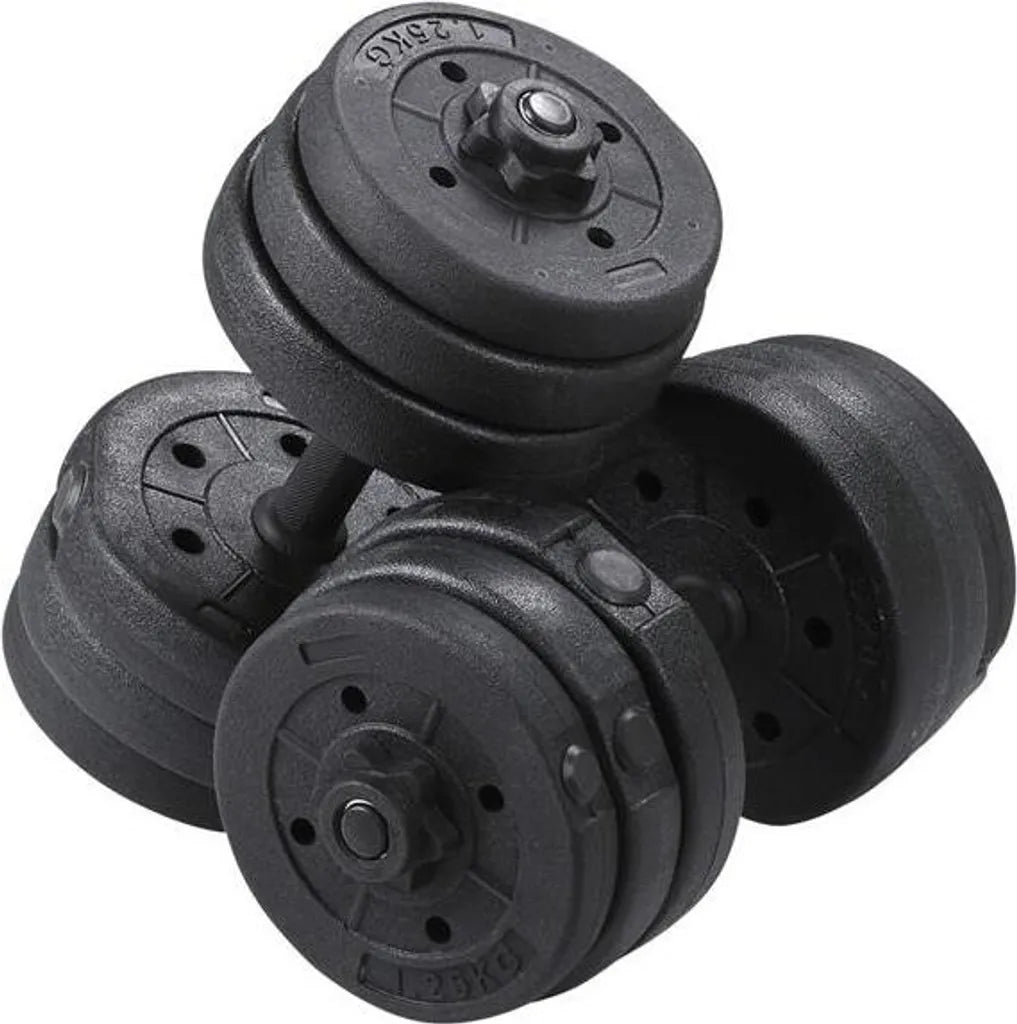 Yaheetech : lot d'haltères réglables 20 kg - 2 haltères avec poignées antidérapantes - Noir