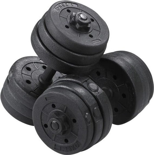 Yaheetech : lot d'haltères réglables 20 kg - 2 haltères avec poignées antidérapantes - Noir