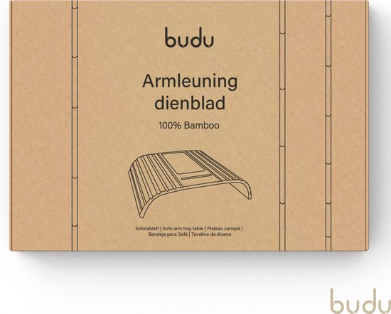 Budu Plateau d'accoudoir pour canapé - Flexible - Organisateur d'accoudoir - Bois de bambou - Antidérapant - Porte-téléphone