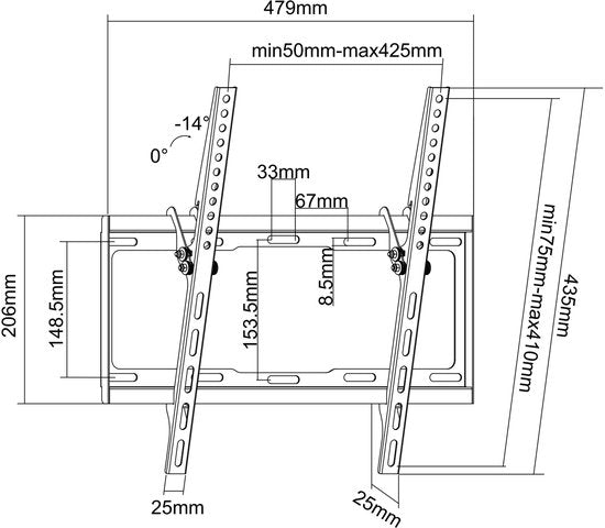 Support mural universel pour téléviseur - inclinable WM2421 - 32 à 65 pouces - à seulement 25 mm du mur - max. 80 kg - VESA 400x400