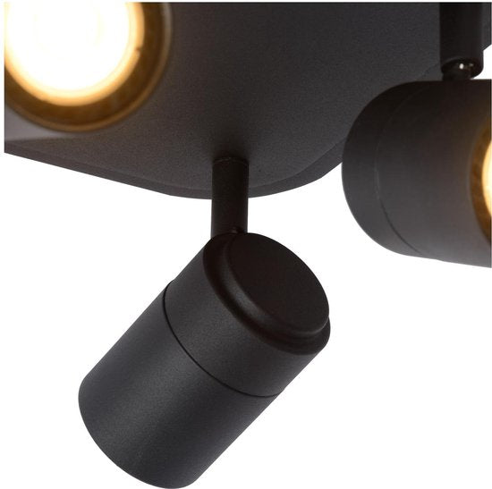Lucide LENNERT - Spot de plafond (lampe de plafond) pour salle de bains - LED à intensité variable - GU10 - 4 x 5 W, 3000 K - IP44 - Noir
