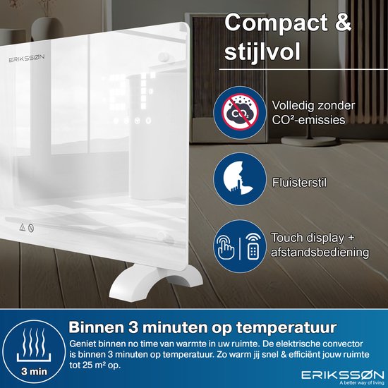 Erikssøn Réchaud électrique - chauffage 2000W - blanc