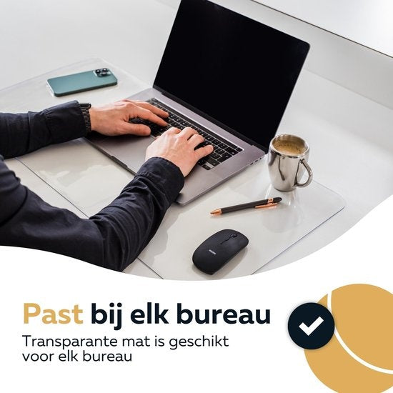 WURK Professional Desk Pad Transparent - Organisateur de bureau - Inclut un clip pour câble - 80x40