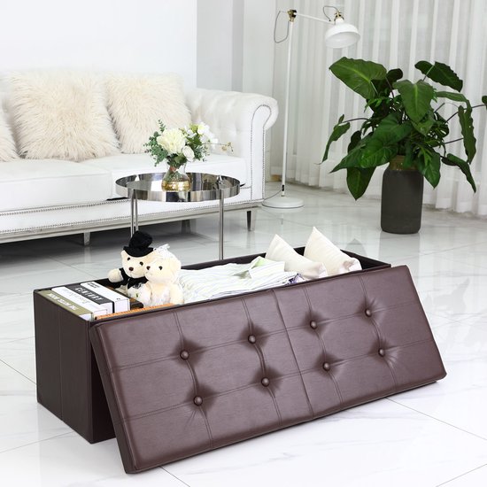 Banc Casaria avec rangement - 80x40x40cm 100L Faux cuir - Marron