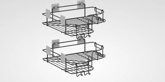 Avalo Support de douche d'angle - 2 pièces - Pas de perçage ni de vissage - Fixation par bande adhésive