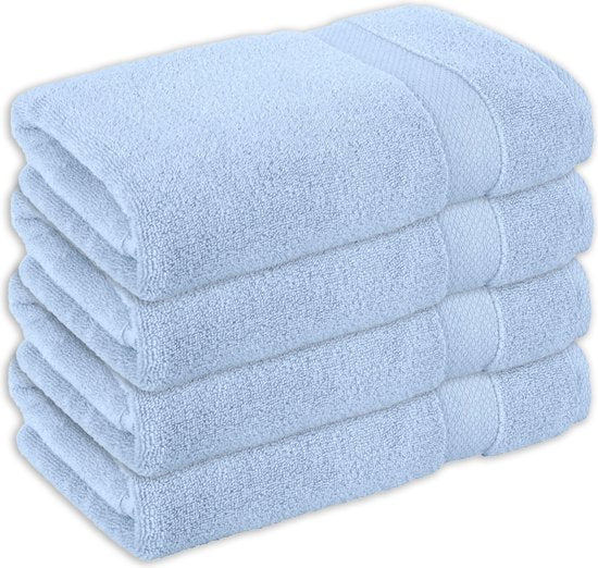 Vitality Pur - Serviettes Collection Sofia - Set de serviettes 50x90 - 100% Coton - Bleu - 4 pièces