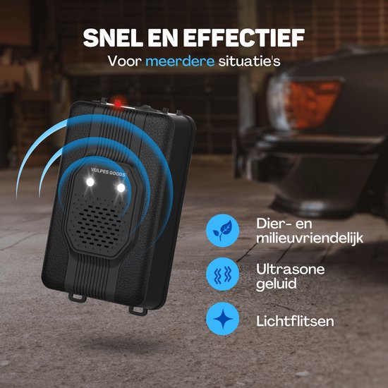 Vulpes Goods® Repellent - Marten Repellent - Pest Repellent - Multifunction Set Indoor & Outdoor - Batteries, 12V & Car Battery - Marters, Mice & Rats - Stone Marten Repellent PRO - Incl. Batteries