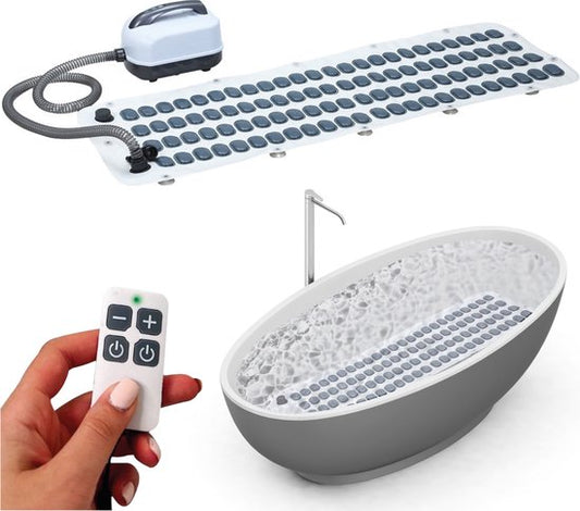 Tapis de bain à bulles pour le bain - Avec oreiller et télécommande - 6 positions - 110 jets - Tapis de jacuzzi - Massage - Tapis à bulles
