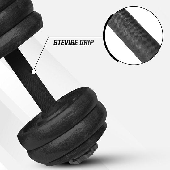 Fitby Dumbells 20KG - Haltères - Jeu de poids - Haltères réglables - Jeu d'haltères - Jeu d'haltères - Fonte - Boîtier de rangement inclus