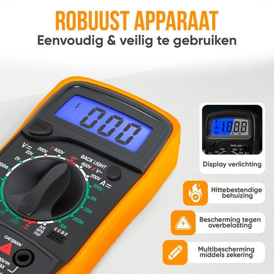 Strex Digital Multimeter - AC / DC - Batterie Duracell 9V, pince et étui de rangement inclus - Multimètre