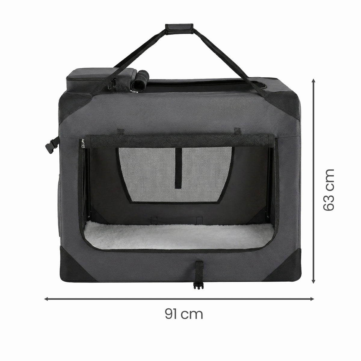 Cage pliable pour chien Ochama 91 x 63 x 63 cm - Tissu Oxford - Gris - Portable - Pour chiens de 23 à 32 kg