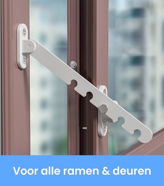 Barrière de fenêtre - Serrure - Sécurité - Porte - Retenue - Loquet - Crochet de vent - Outrigger - Pour l'extérieur et l'intérieur - Crochet de cabine - Basculant - Blanc - Luft