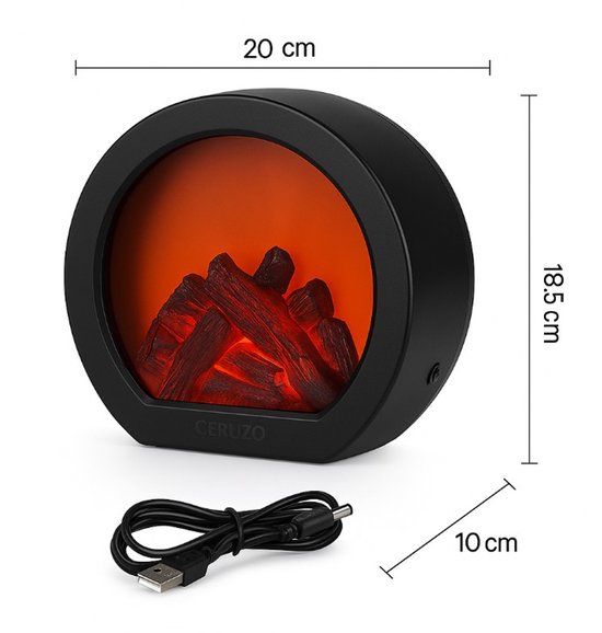 Ceruzo Led Atmosphere Fireplace - 20x10x18- Mini Lanterne de Cheminée Ouverte