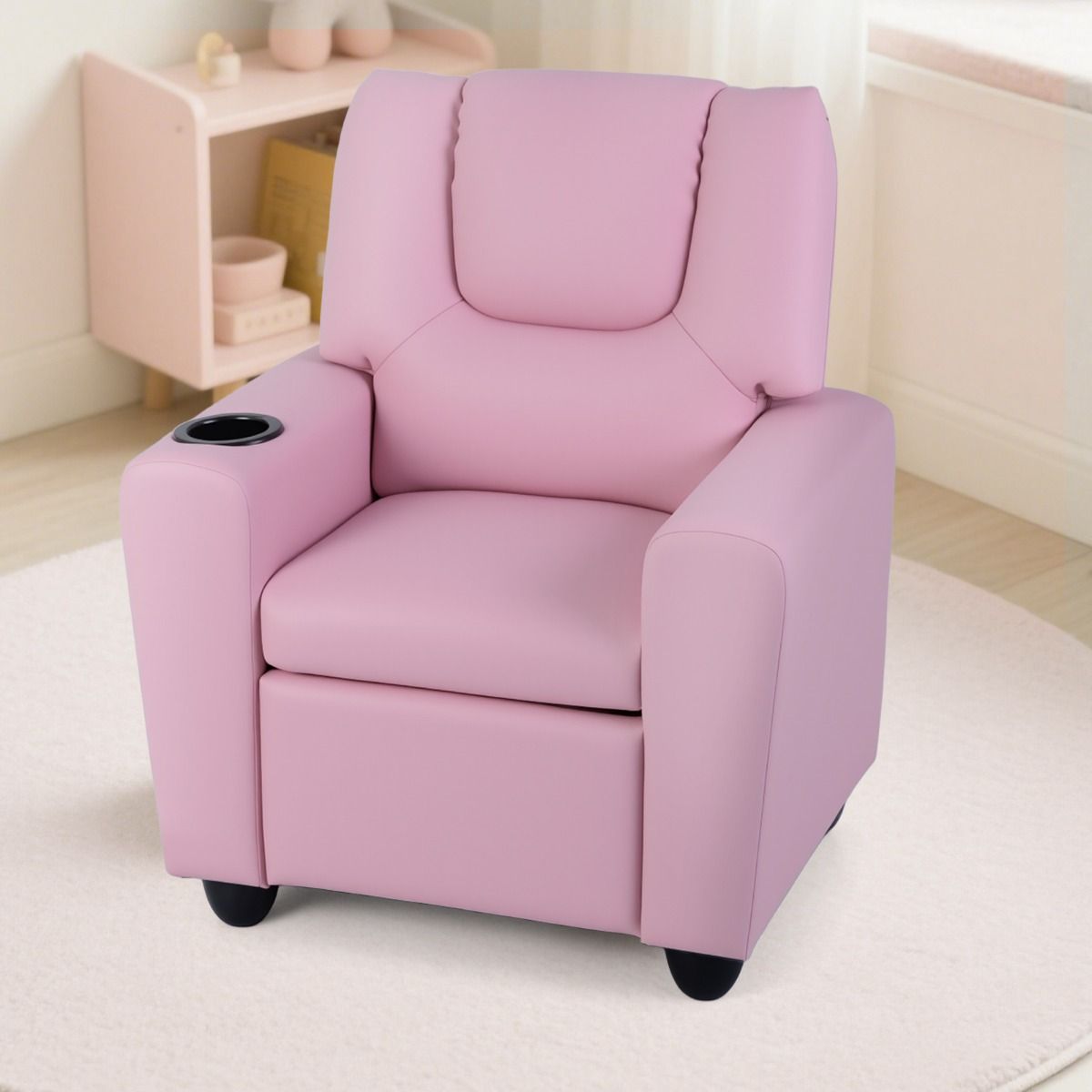 Fauteuil pour enfant Coast avec fonction relax - dossier et repose-pieds réglables - porte-gobelet - rose