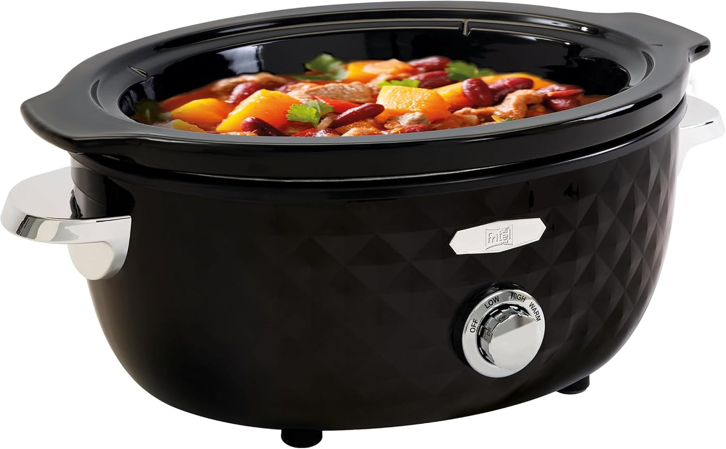 Mijoteuse FRITEL SC 2090 3,3 L – 150 W – 1 à 4 personnes – Récipient en céramique – Noir/chrome – 26 × 35,5 × 23 cm