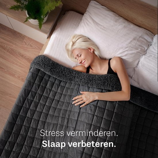 Couverture lestée CozySense® 7 kg - Couverture lestée - Couverture lestée - GLASS-Flow® Distribution de la pression - 135x200 - Velours flanelle & Sherpa - Hypoallergénique - Noir