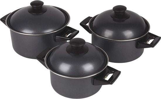 Bo-Camp - Batterie de cuisine - Rondo - 3 pièces - Acier au carbone