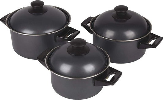 Bo-Camp - Batterie de cuisine - Rondo - 3 pièces - Acier au carbone